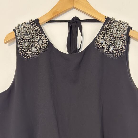 Zara Short Romper with Embellished Shoulders and Open Back, Size L - Picture 4 of 12